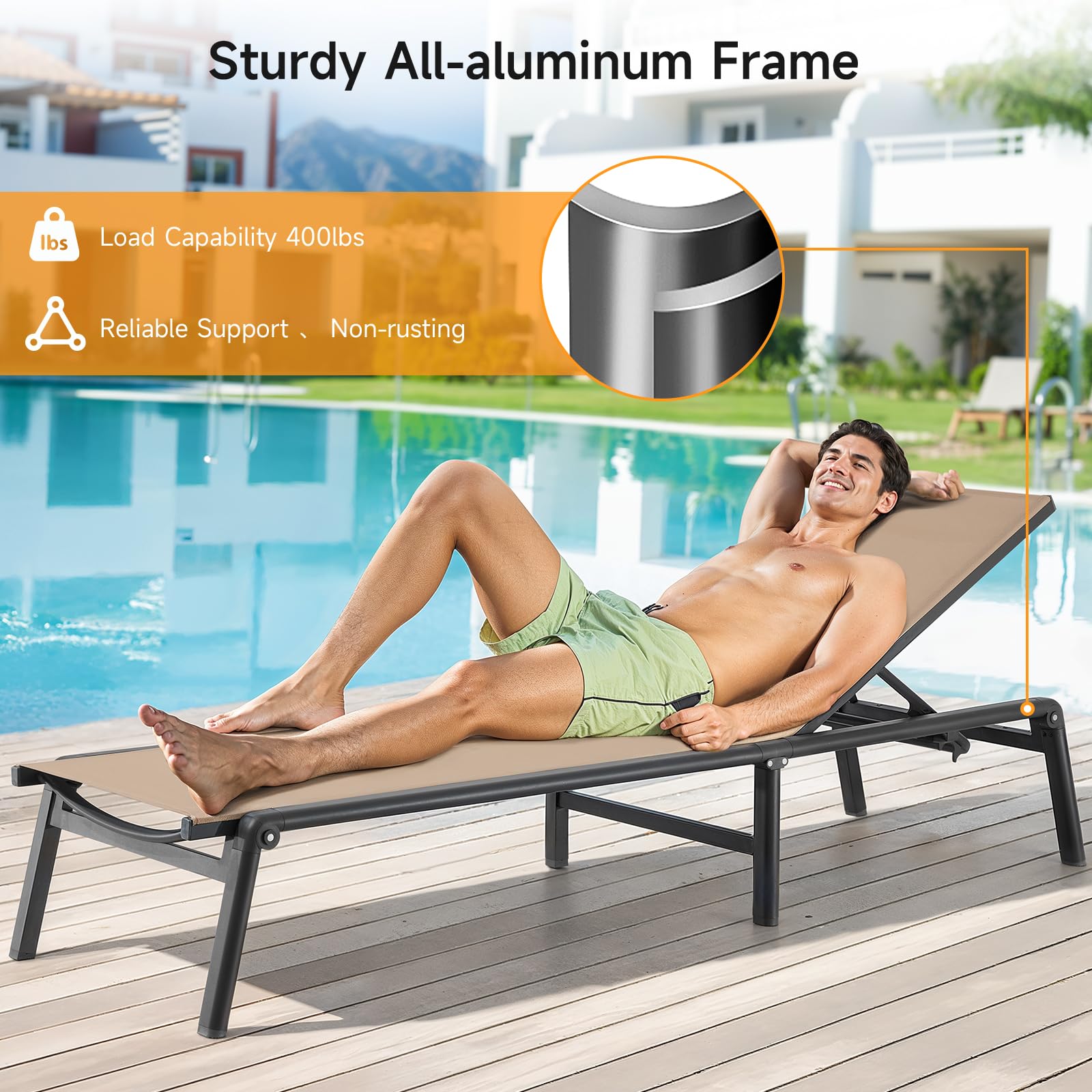 Folding Aluminum Chaise Lounge Chair