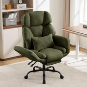YUUIJOAA Big and Tall Office Chair with Flip Armrests and Footrest, Teddy Wide Seat Criss Cross Legged Home Desk Office Chair with Pet Seat,Reclining Computer Gaming Chair with Lumbar Pillow, Green