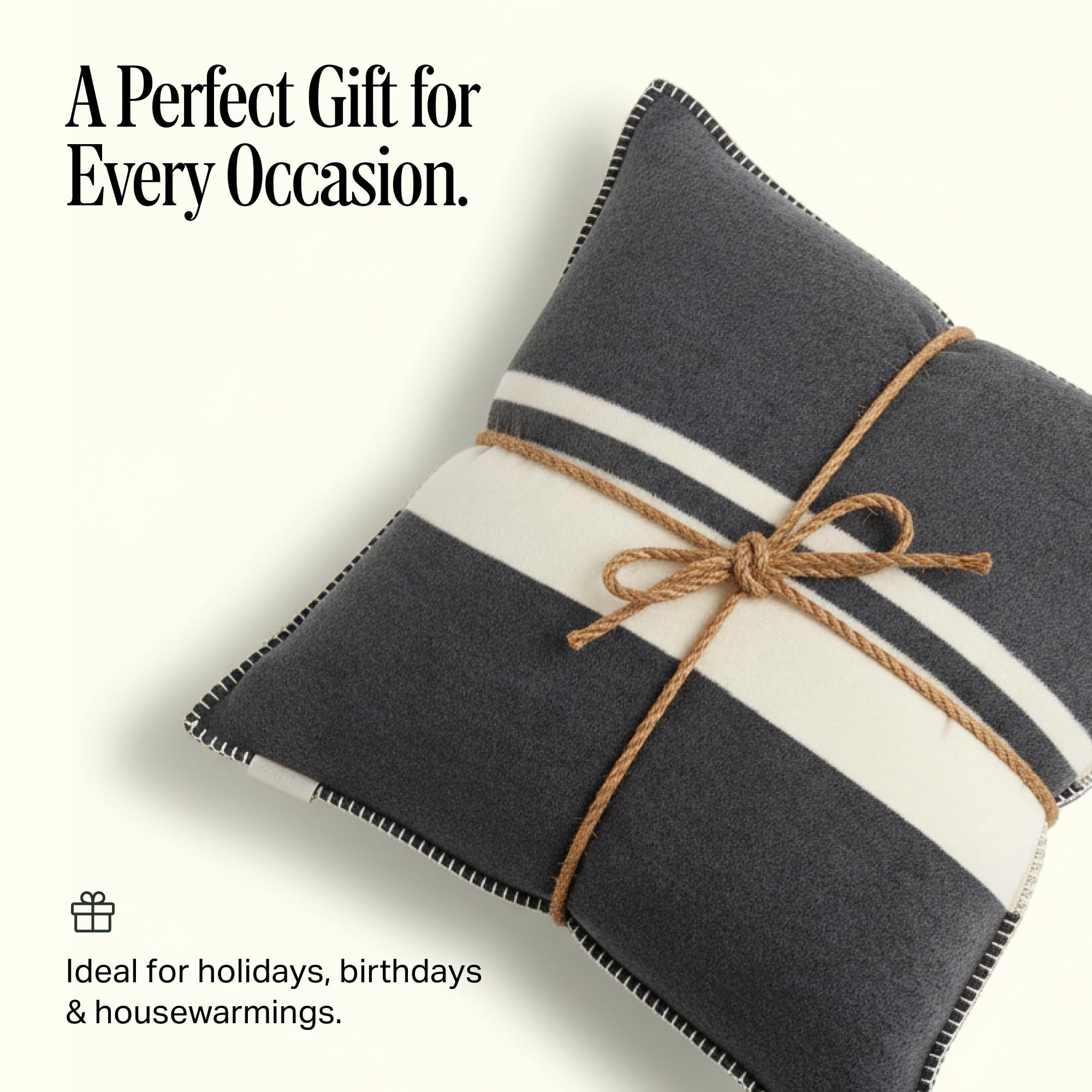 Preston Lane Highrise Throw Pillow 21" x 21", Premium Cotton Blend, Decorative Accent Pillow for Sofa, Bed & Boho Home Décor, Includes Cover and Soft G450 GSM Fill - Made in Portugal, Slate