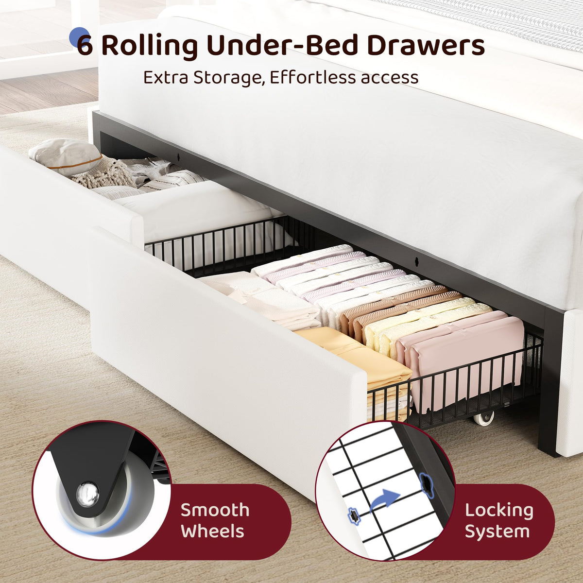 Queen Upholstered Storage Bed Frame