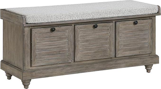 Coastal Lift-Top Storage Bench with Louvered Front
