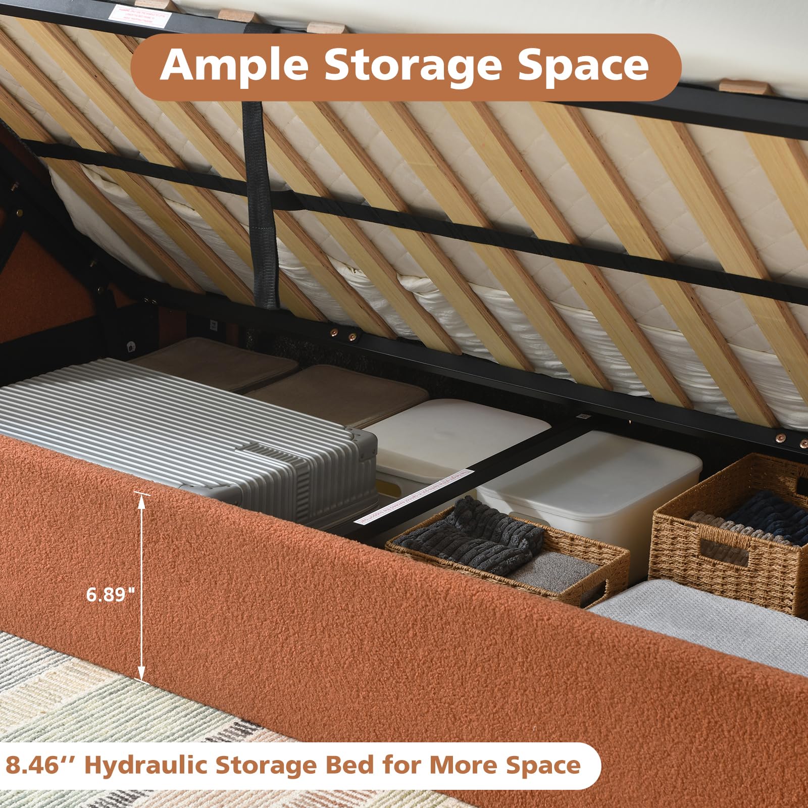 L-Shaped Upholstered Daybed with Lift-Up Storage