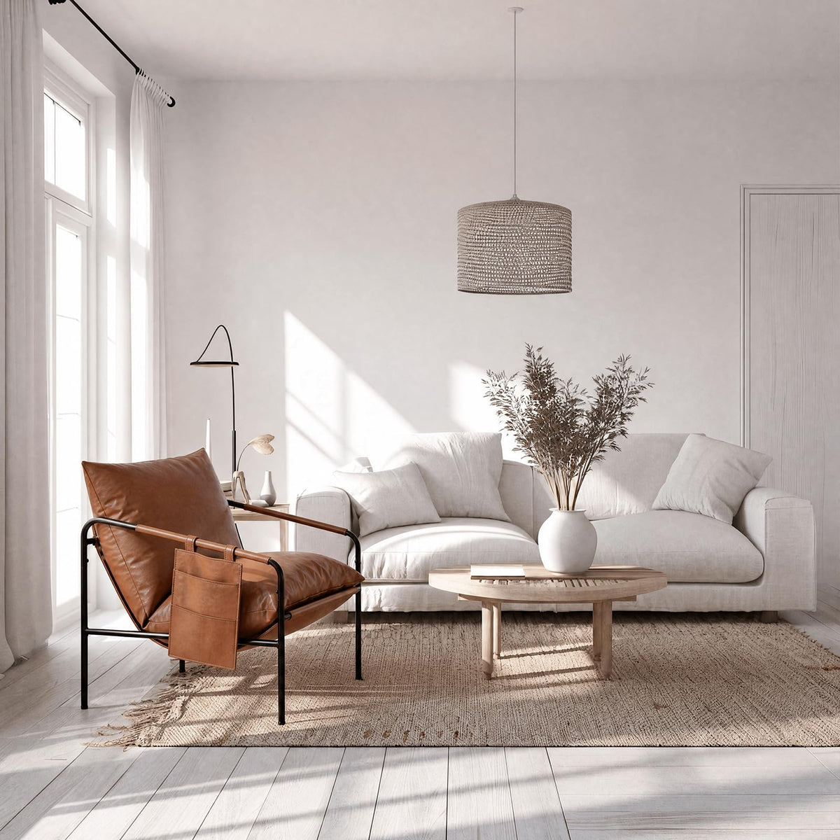 Brown Faux Leather Accent Chair