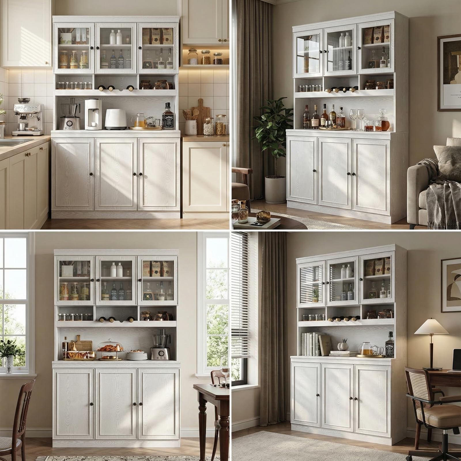 China Cabinet with Glass Doors & Microwave Stand
