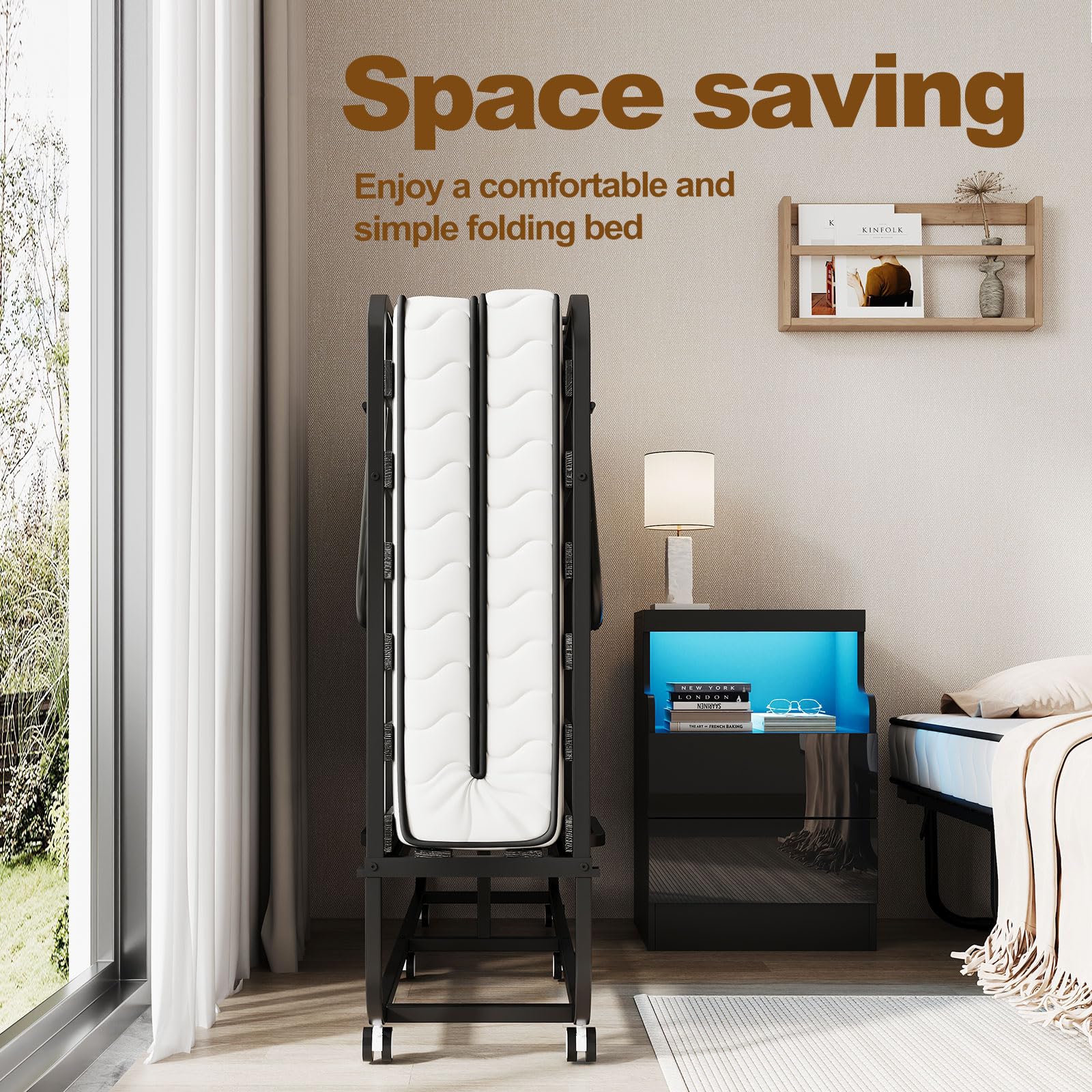 Extra Large Folding Bed with Memory Foam Mattress