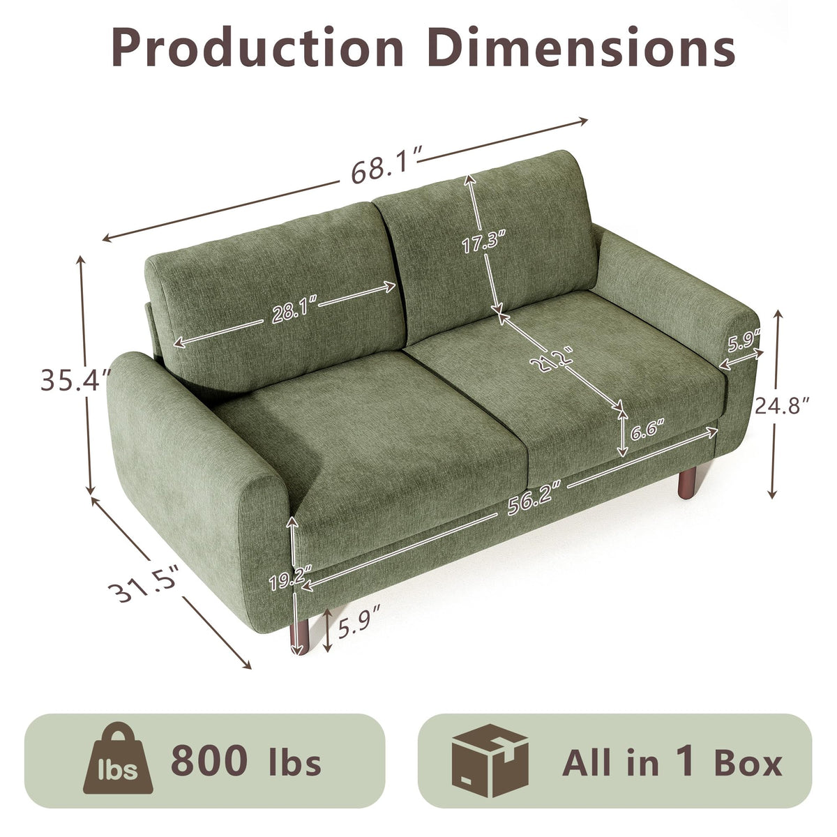 Chenille Loveseat Sofa