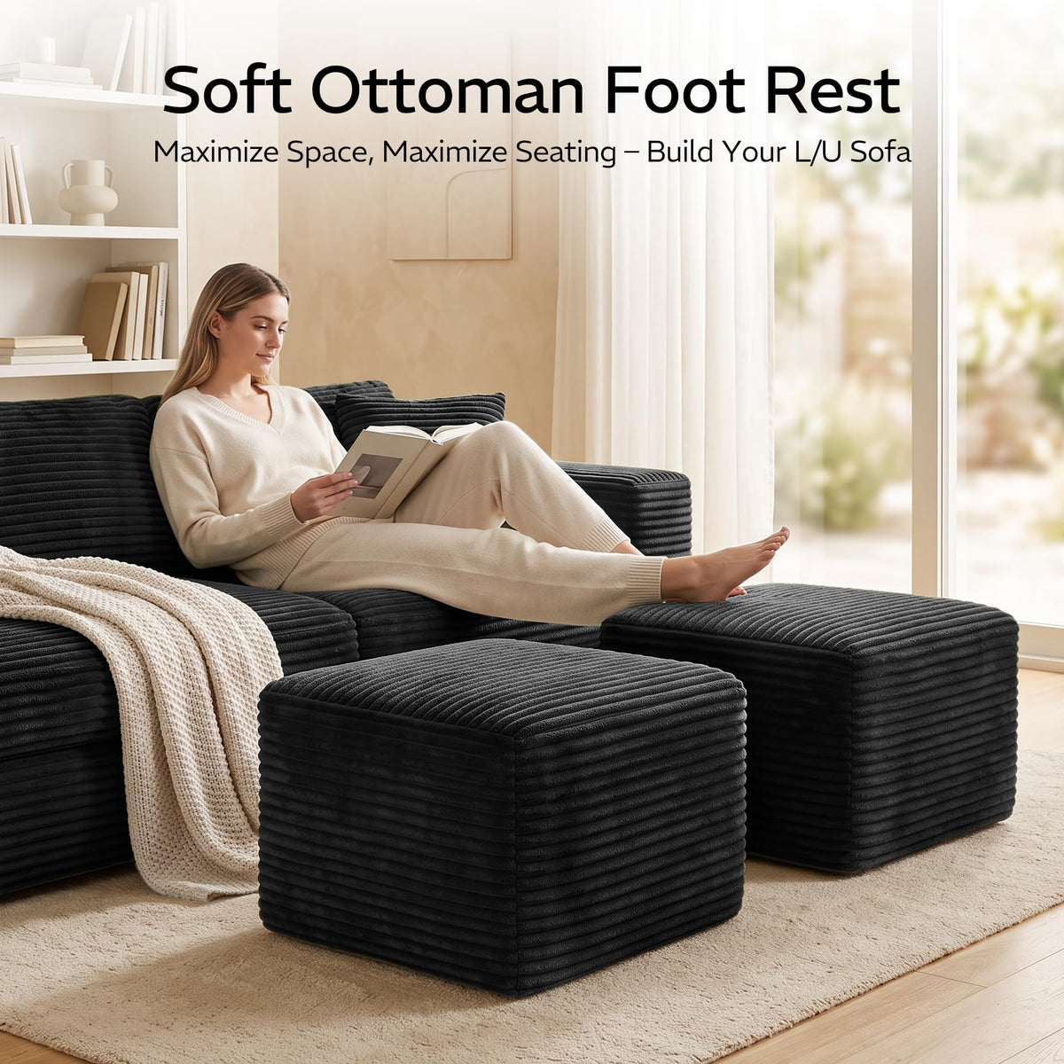 Corduroy Ottoman Set of 2