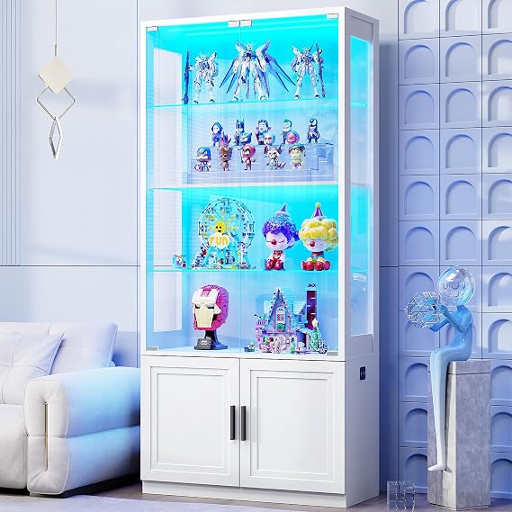67" Glass Door Display Cabinet – 4-Tier Curio Cabinet