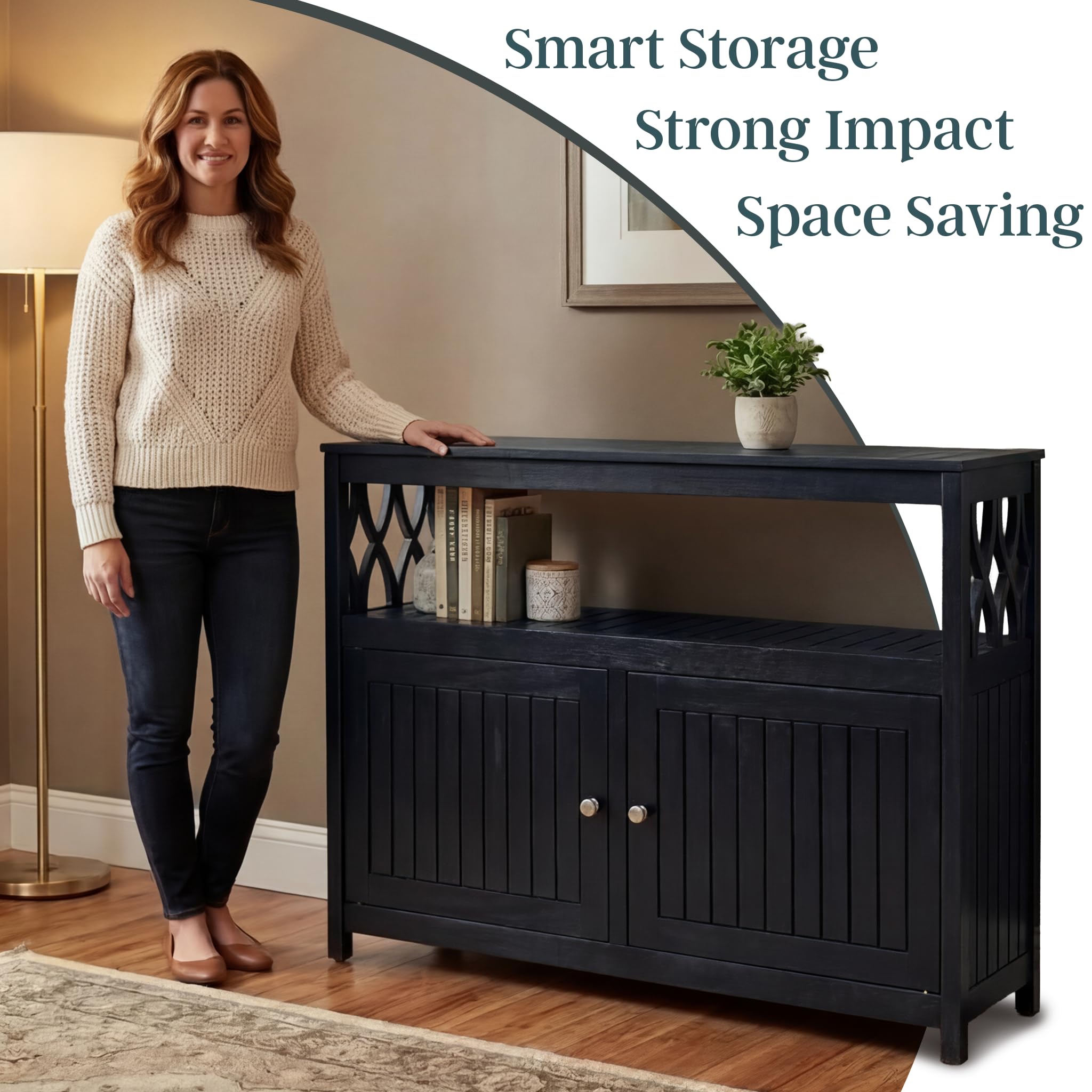 Eucalyptus Outdoor Sideboard Cabinet with Storage