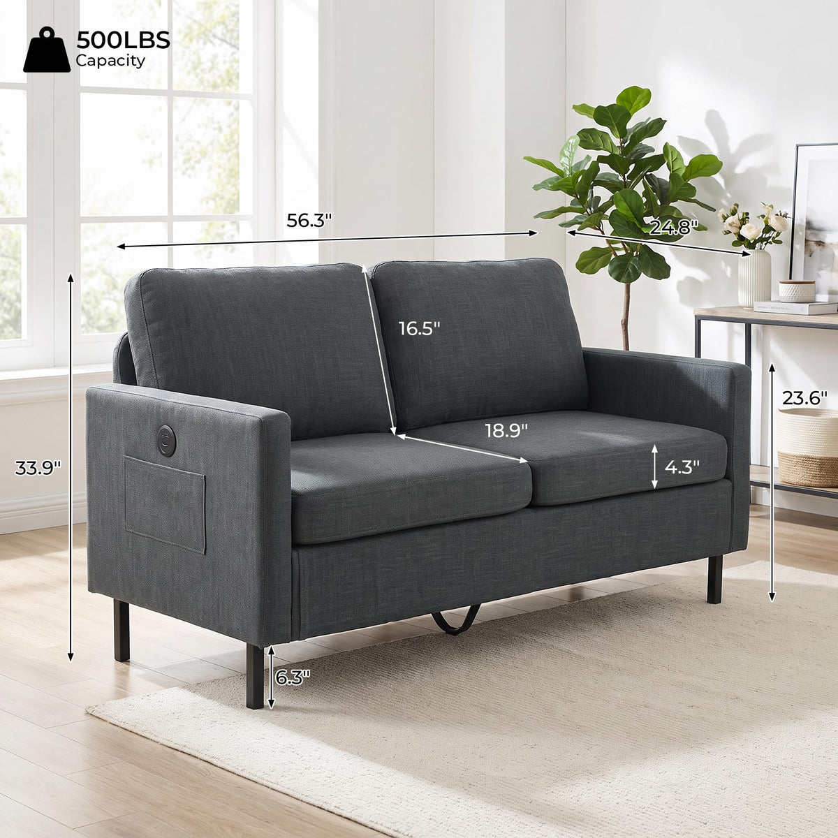 Compact Linen-Cotton Loveseat