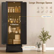 HOMCOM 71" Tall Kitchen Pantry, Farmhouse Storage Cabinet with Barn Doors, Drawer and Adjustable Shelves, Freestanding Food Pantry Cabinet for Kitchen, Dining Room, Black