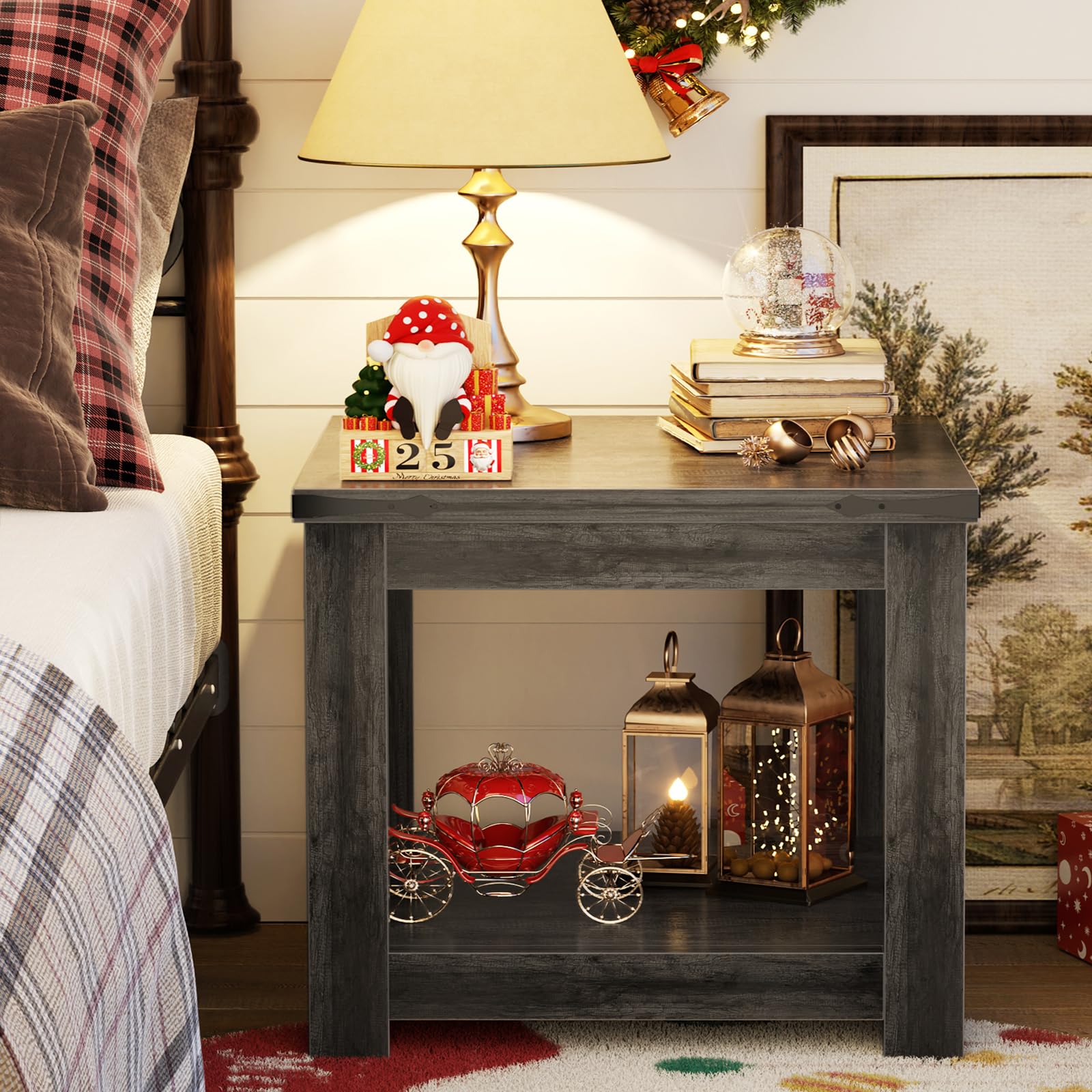 Square End Table with Storage Shelf