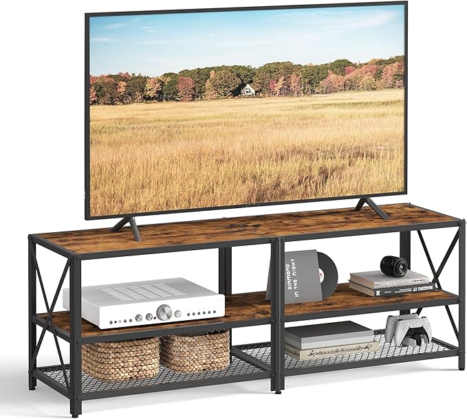 58" TV Stand with Adjustable Shelf & Storage Cabinets