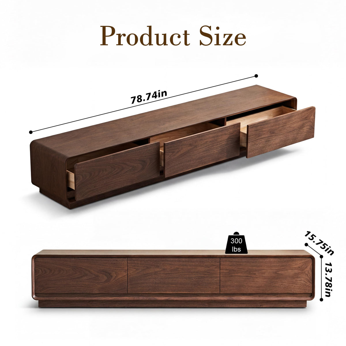 YLLGLTH Mid Century Modern TV Stand for TVs up to 85 Inch Solid Wood TV Media Console with 3 Drawers Storage Entertainment Center for Living Room, 78.74" W Walnut, Fully Assembled