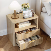 Fluted Nightstand Set of 2 with Charging Station