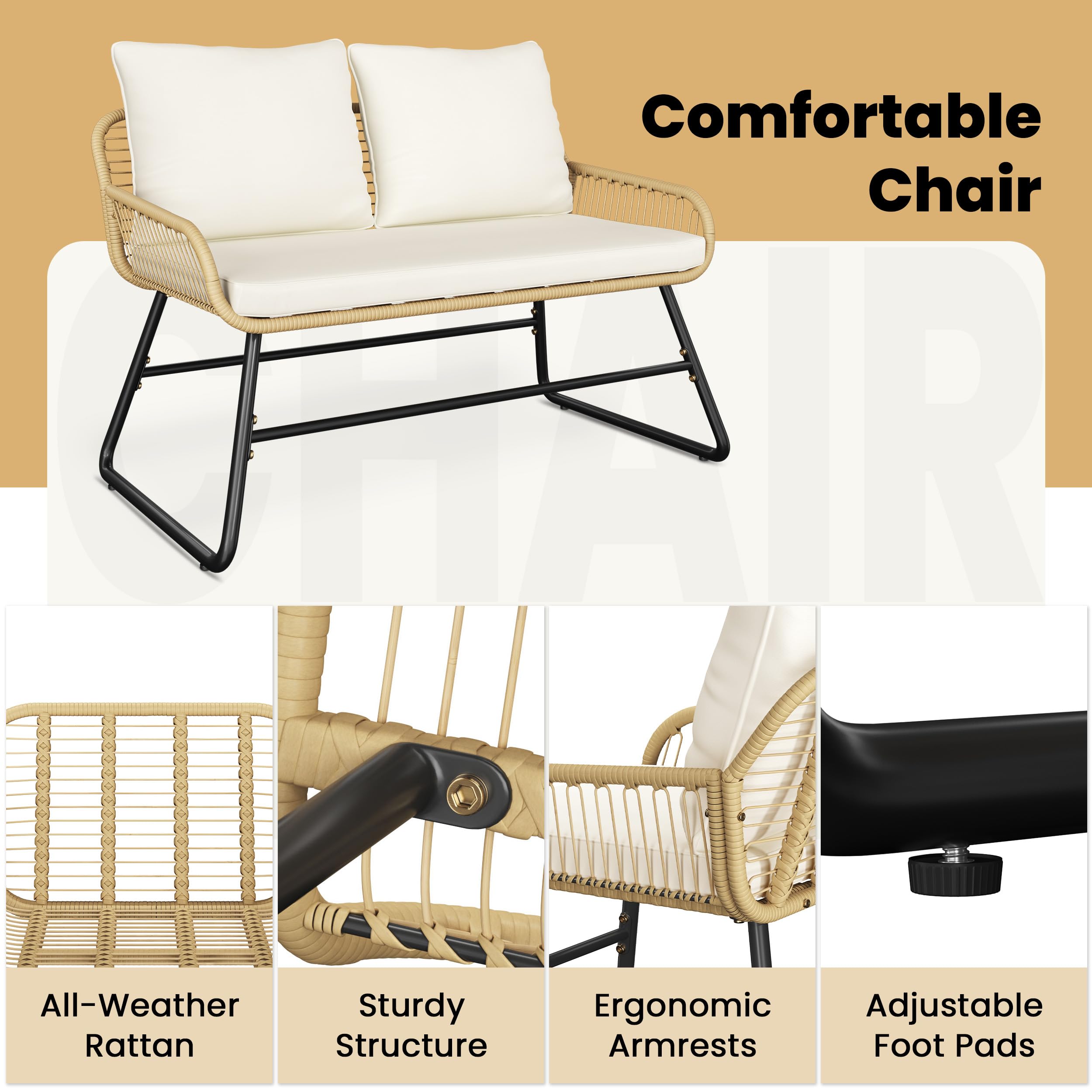 Wicker Patio Conversation Set with Cushions