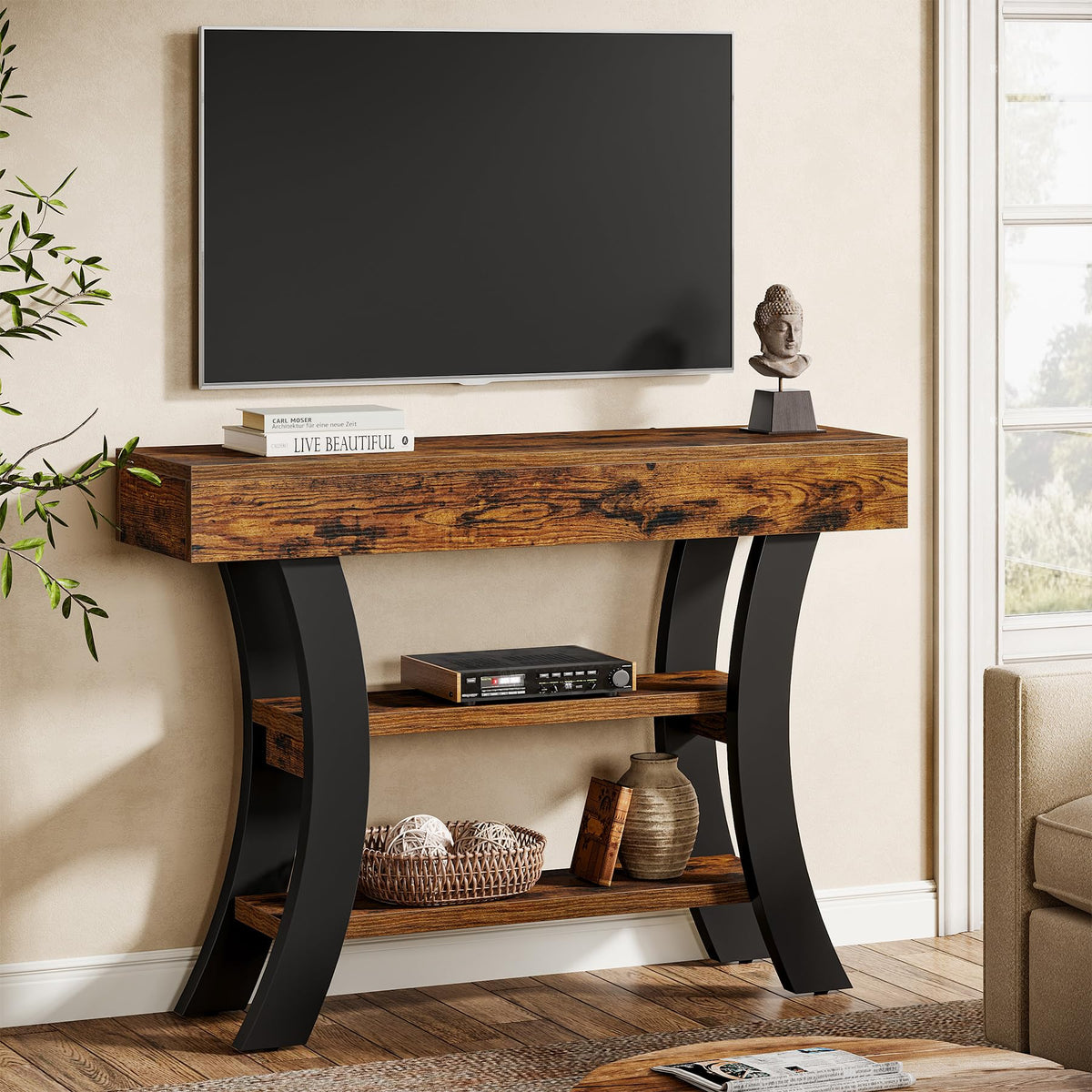 Curved 3-Tier Console Table