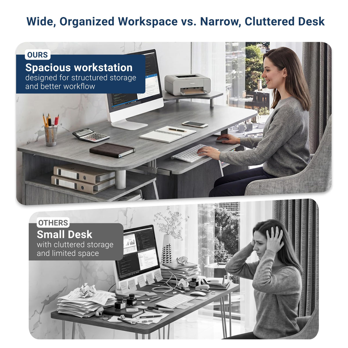 Grey Computer Desk with Storage
