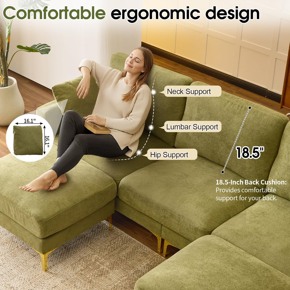 Chenille U-Shaped Sectional Sofa