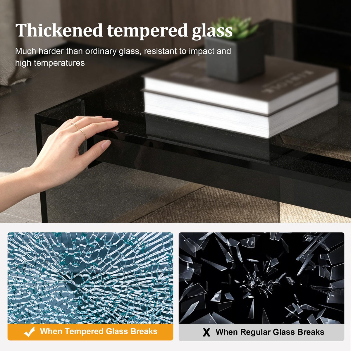 Clear Glass Desk with Storage