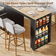 Rymeera 83" Expandable Kitchen Island on Wheels with Storage & Dining Table, Mobile Kitchen Cart with Cabinet, 3 Shelves & Drawers, Black (Extends from 48.4" to 82.6") (Black)