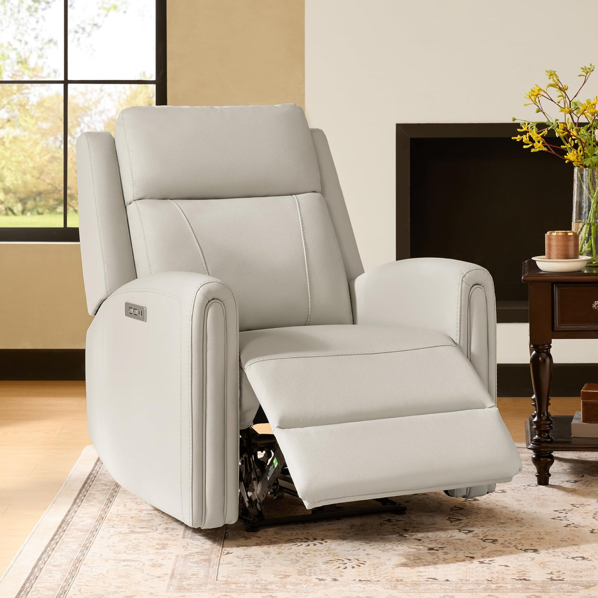 Watson & Whitely Zero Wall Power Recliner Chair for Small Spaces, Cream