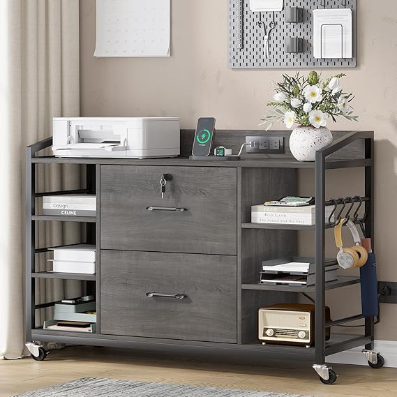 44" Lateral File Cabinet with Lock & Power Strip