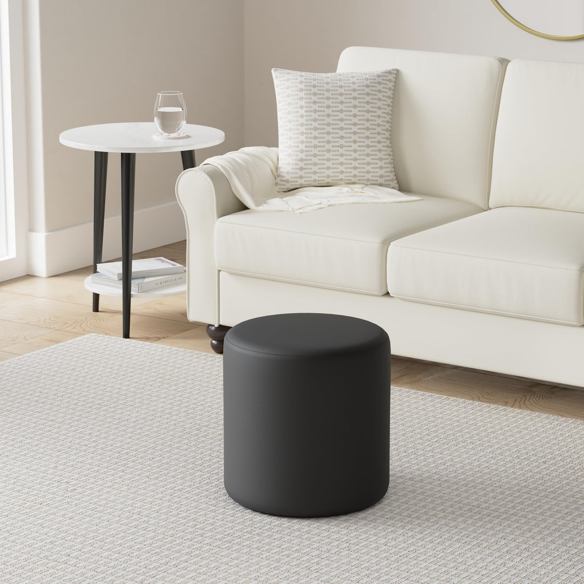 Black Round Ottoman