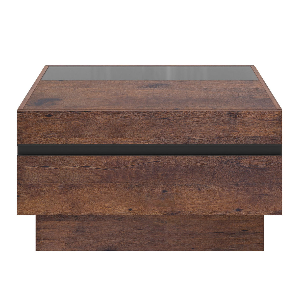 Square Glass Top Storage Coffee Table
