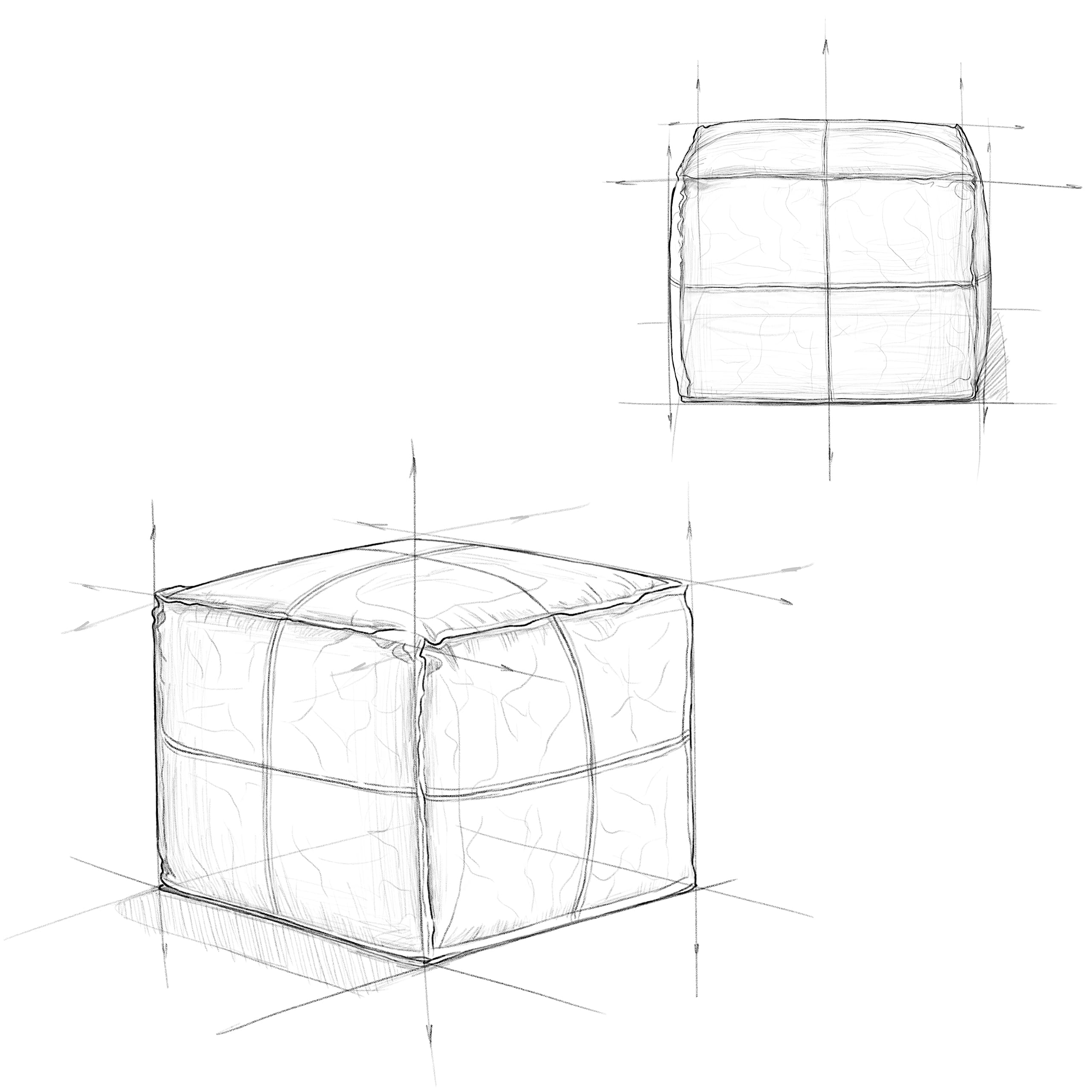 Square Leather Pouf Ottoman