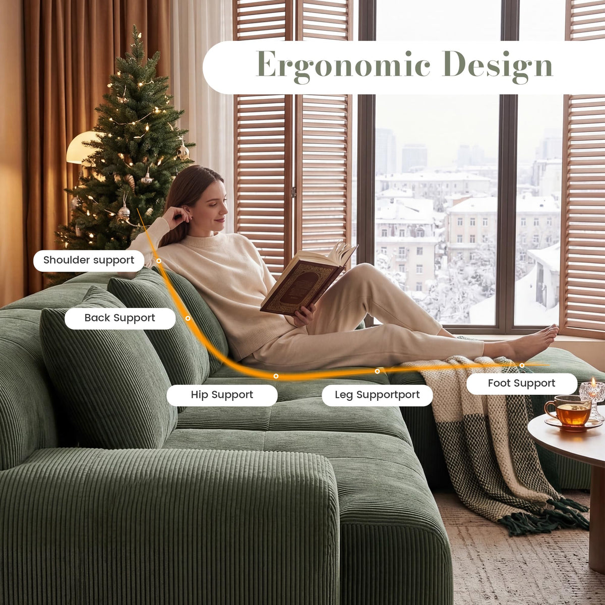 GRUSIGN 108'' Modular Boneless Sofa,Sectional Couch for Living Room