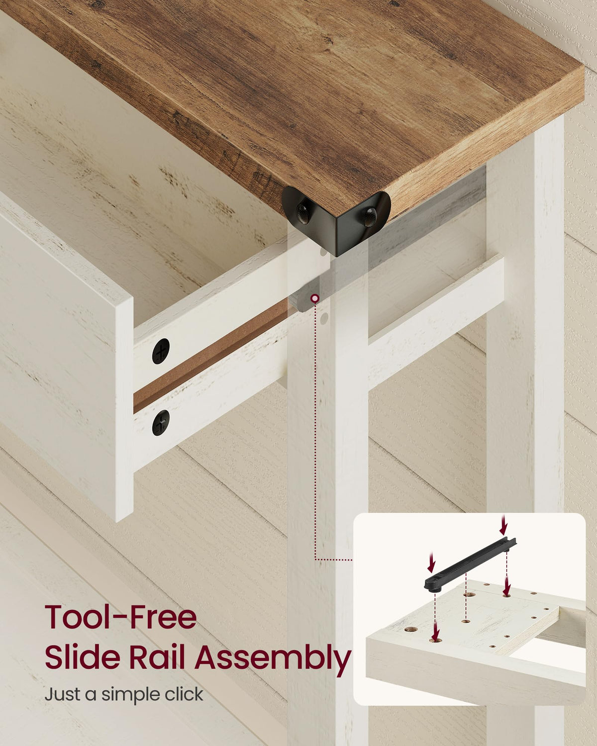 VASAGLE 63 Inche Narrow Console Table with 3 Drawers and Open Storage Shelf
