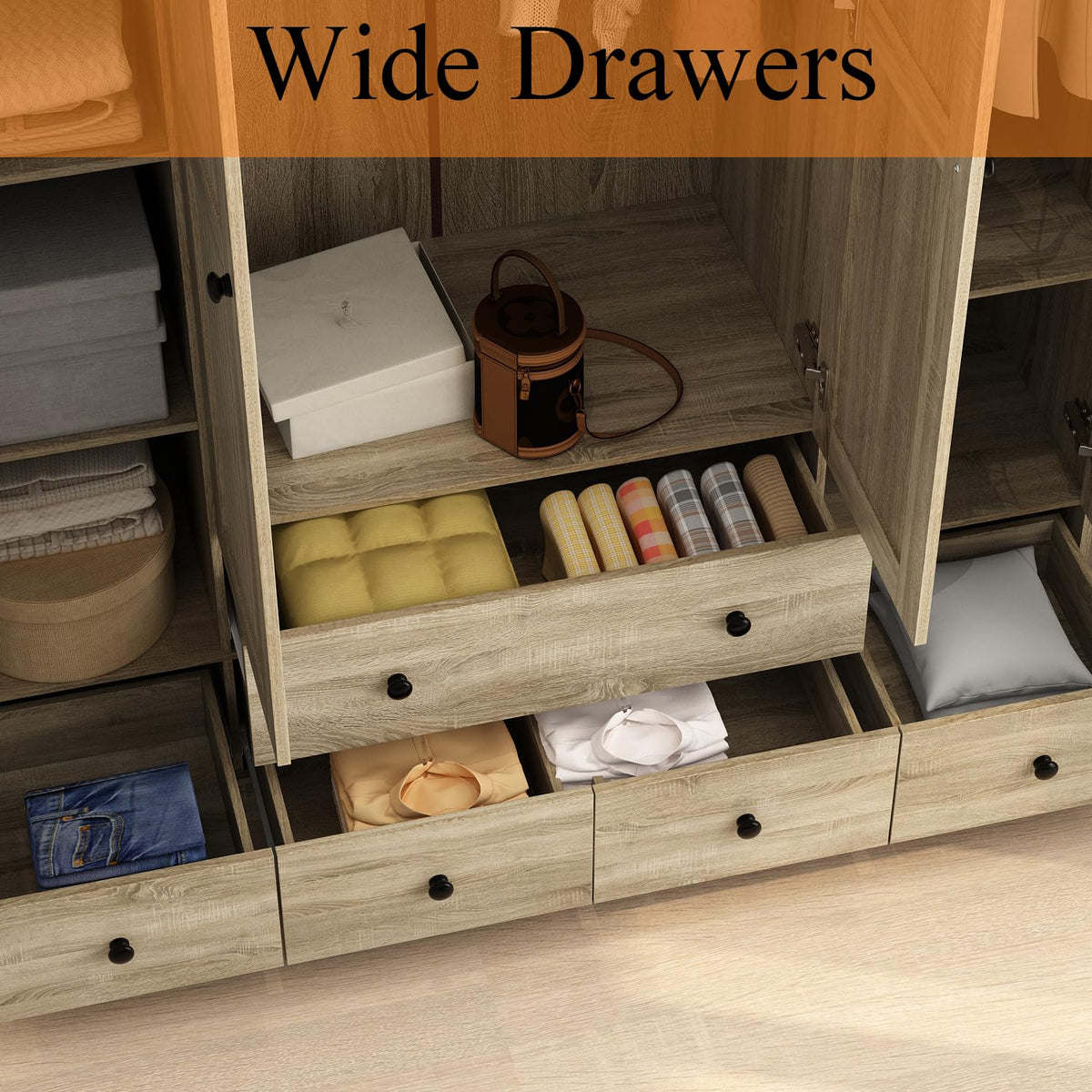 Rattan Wardrobe with Drawers