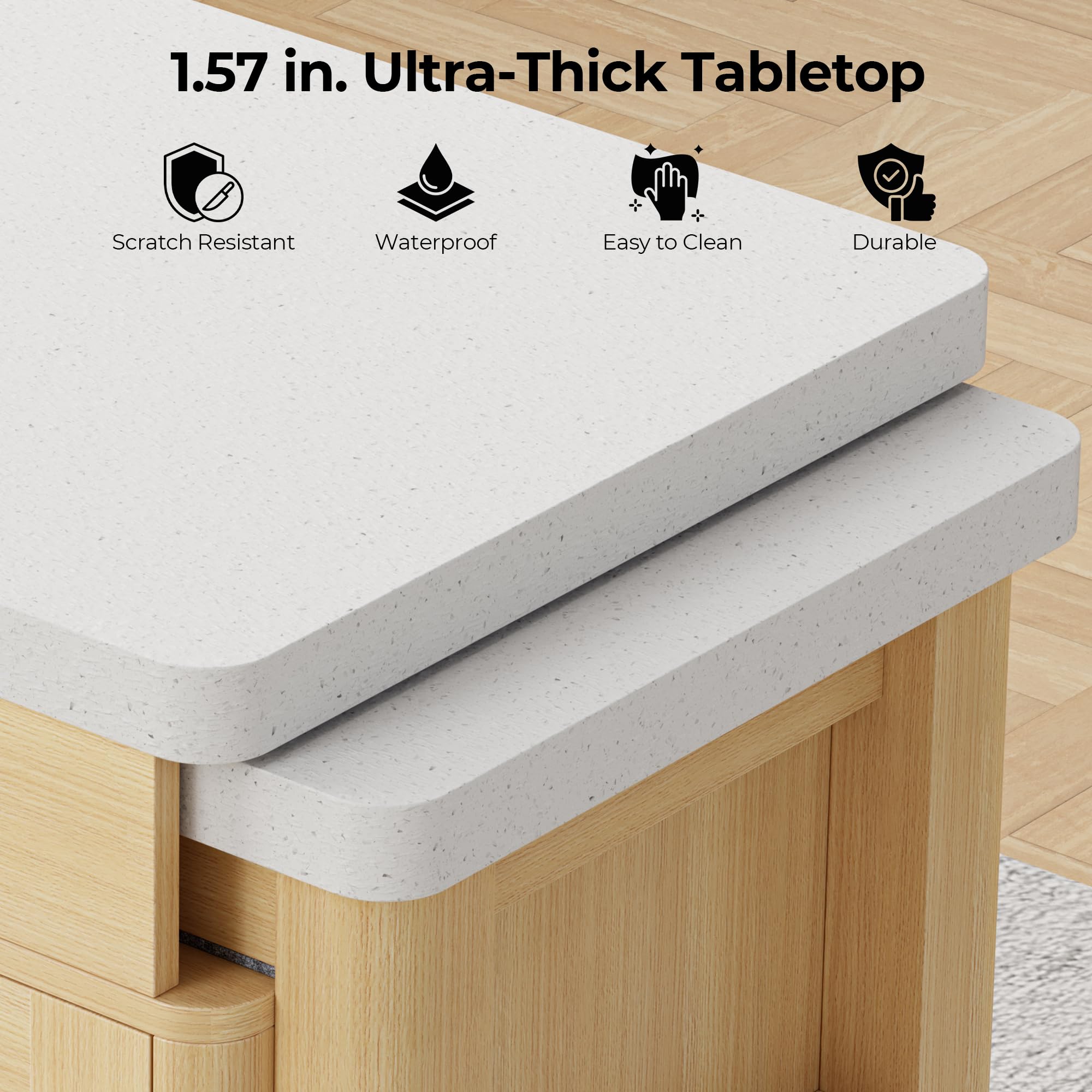 Expandable Kitchen Island with Dining Table & Storage