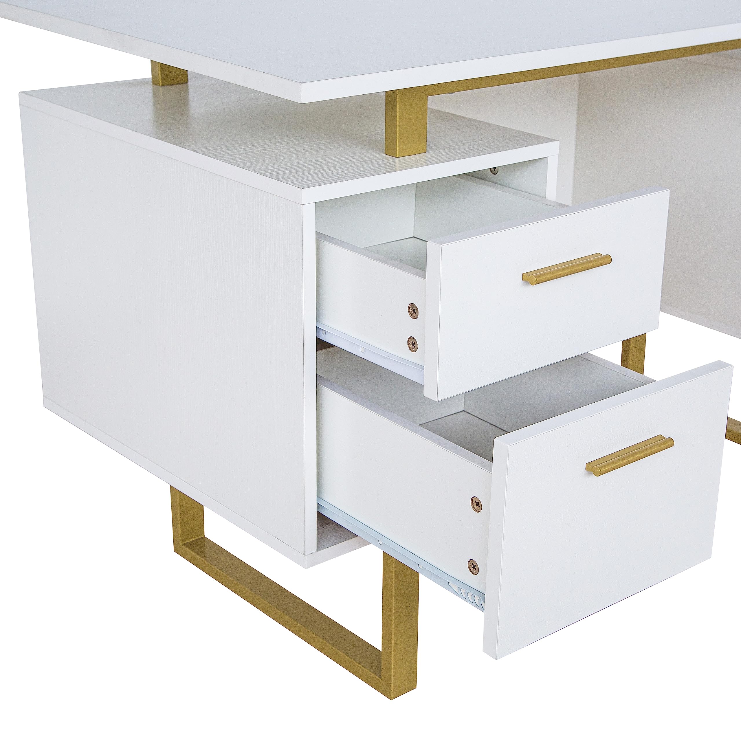 Modern Computer Desk with Drawers & Storage Cabinet