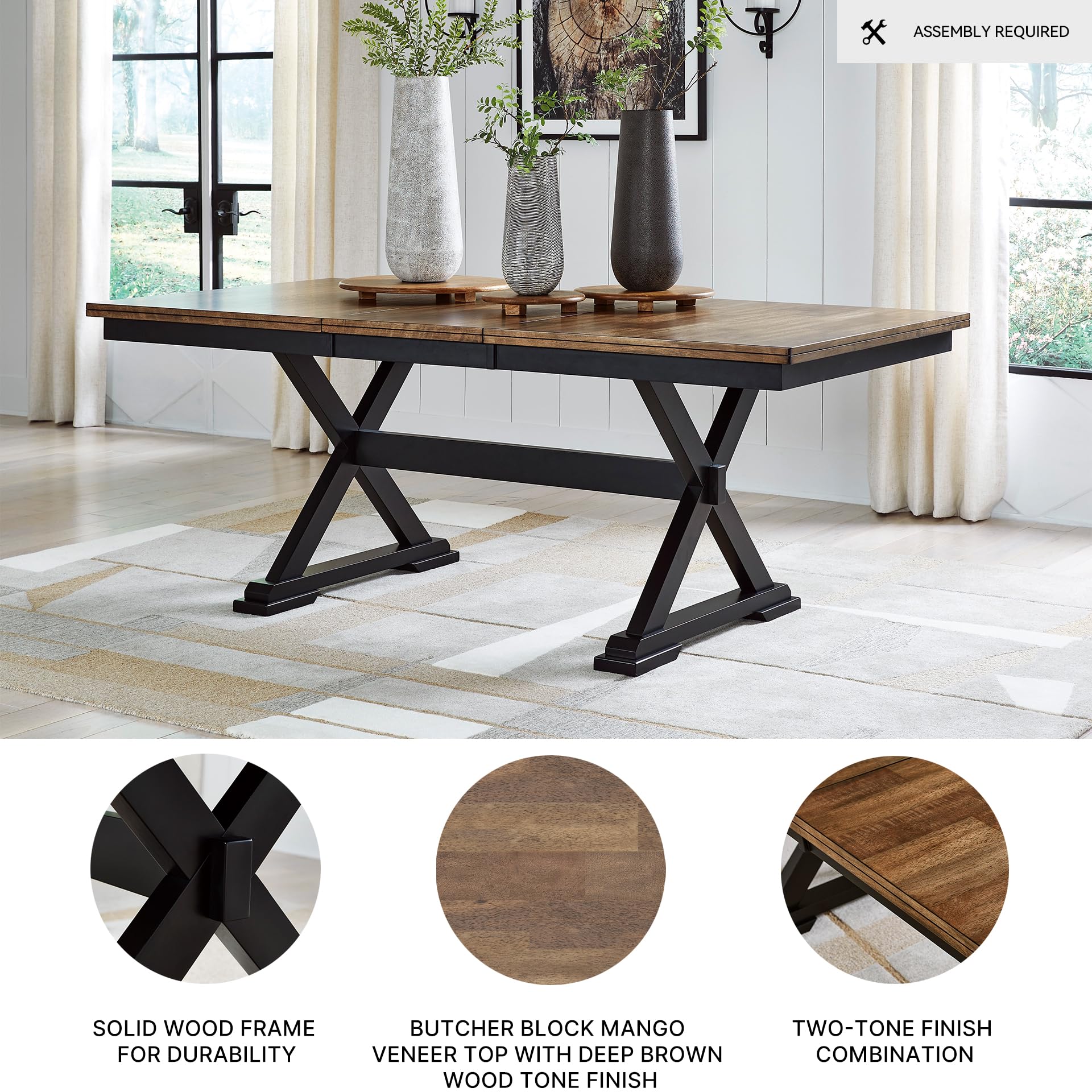 Farmhouse Dining Extension Table with Butterfly Leaf