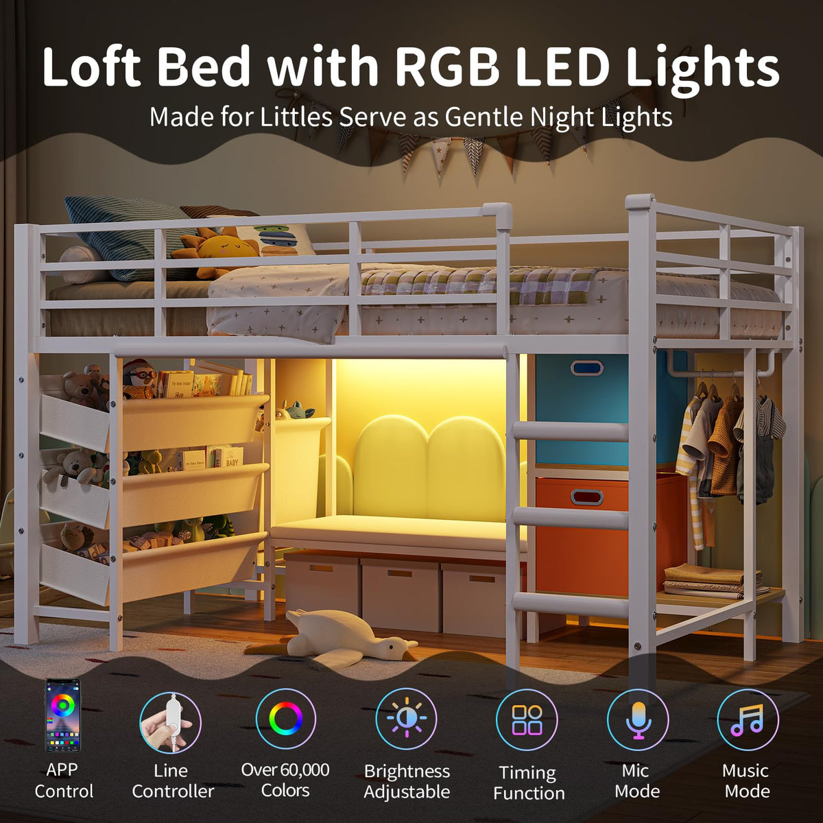 Twin Low Loft Bed with Storage