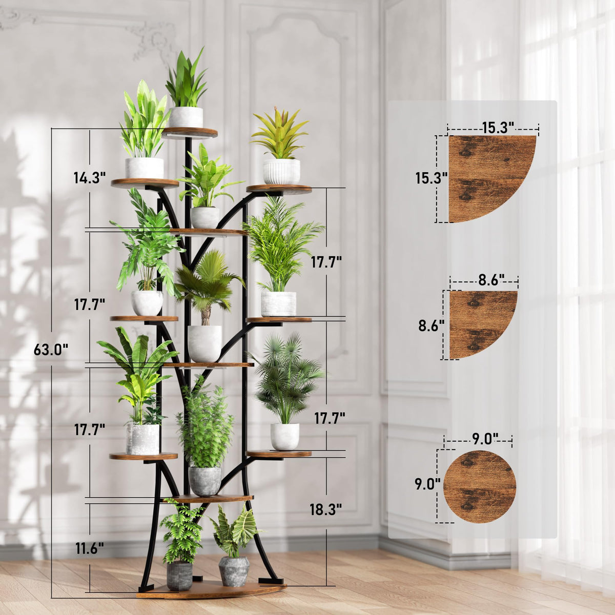 11-Tier Corner Plant Stand with Grow Lights