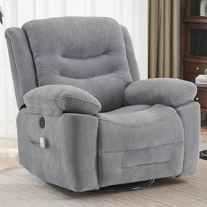 Power Swivel Rocker Recliner with Massage & Heat