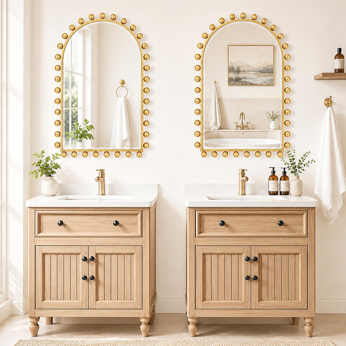 Antique Gold Arched Wall Mirror