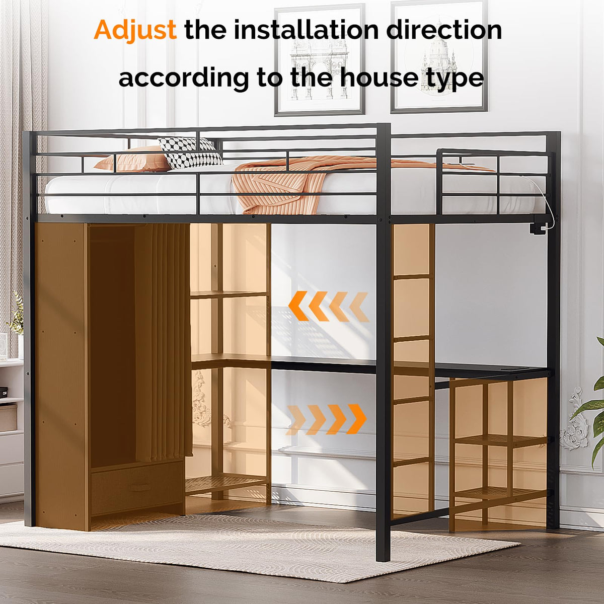Loft Bed with Desk and Wardrobe