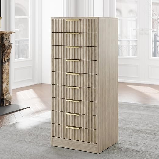 Fluted Mobile File Cabinet with Drawers & Wheels