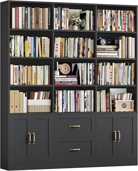 6-Tier Bookshelf with Doors & Drawers