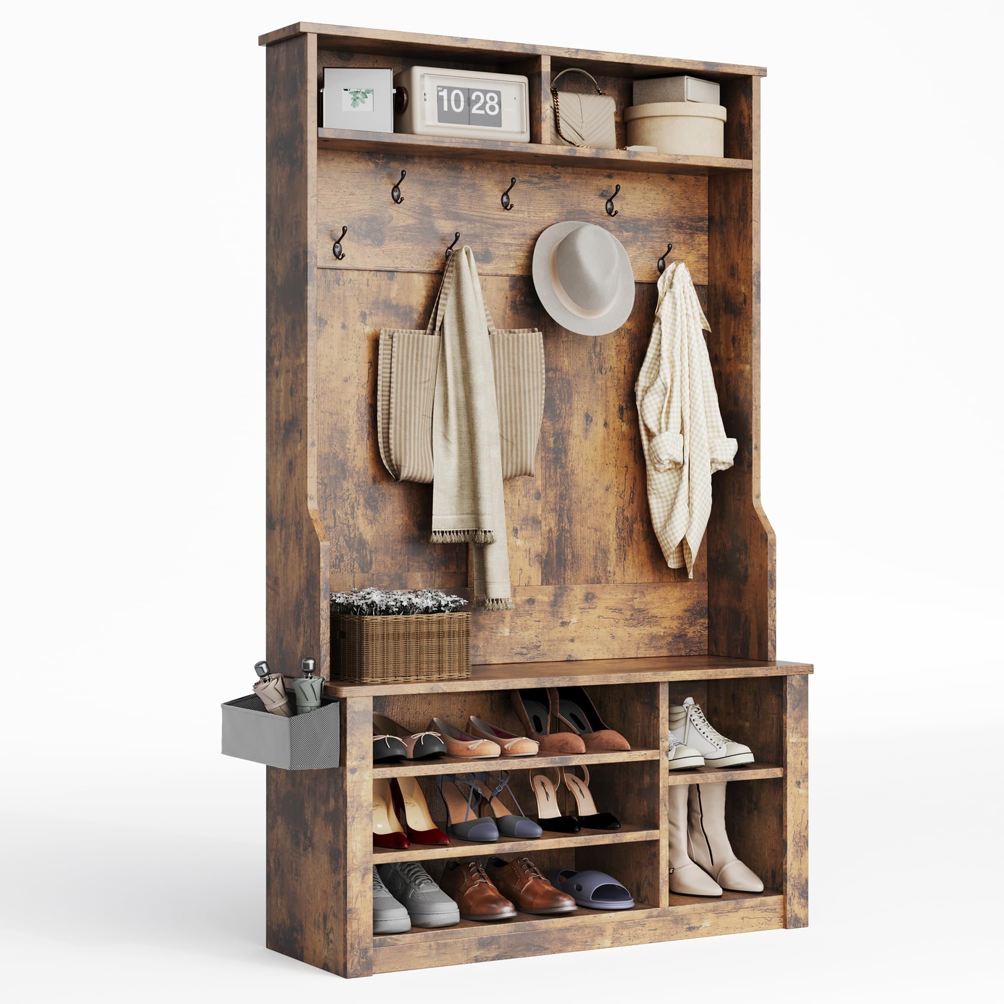 3-in-1 Entryway Hall Tree with Bench & Storage