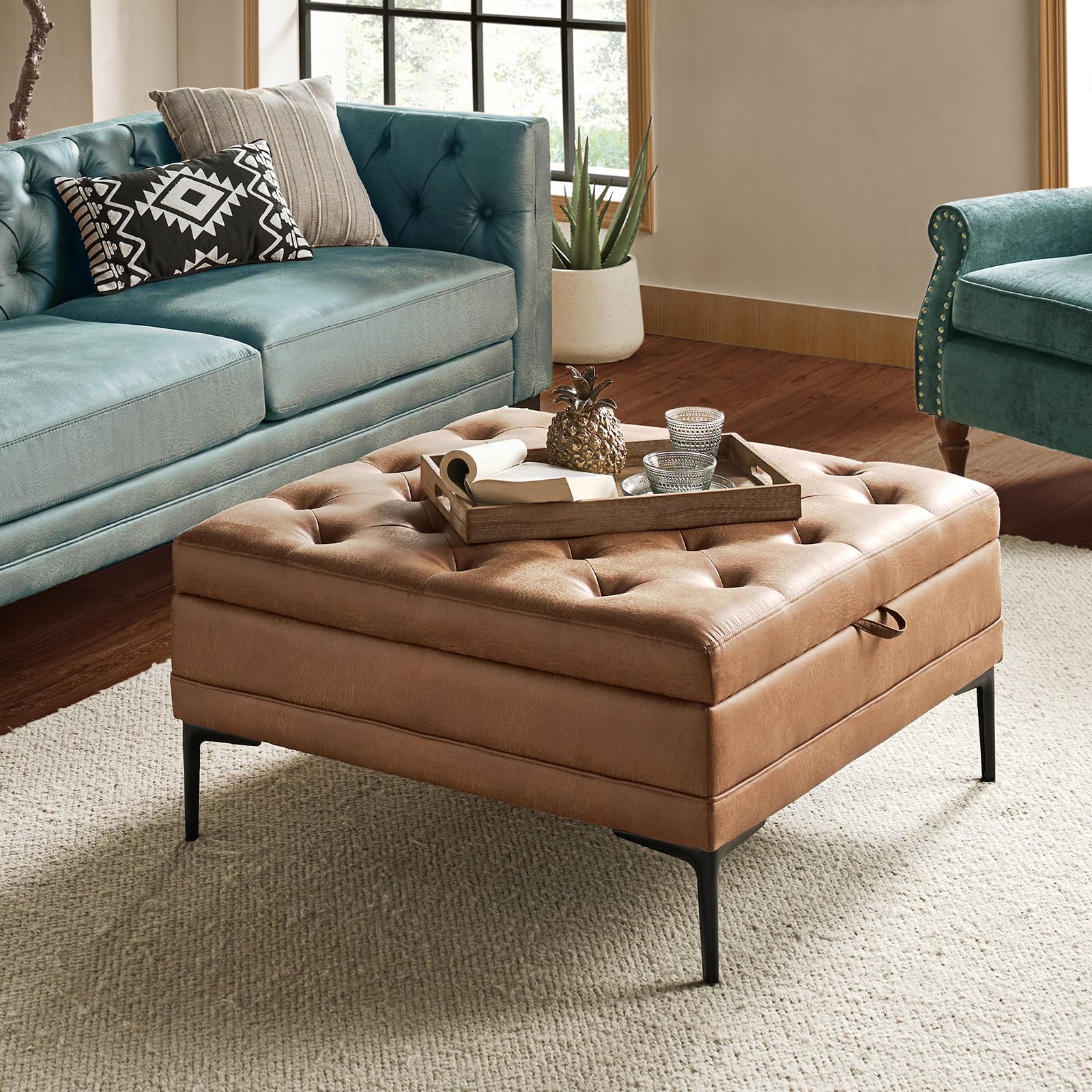 Square Storage Ottoman Coffee Table with Lift Top