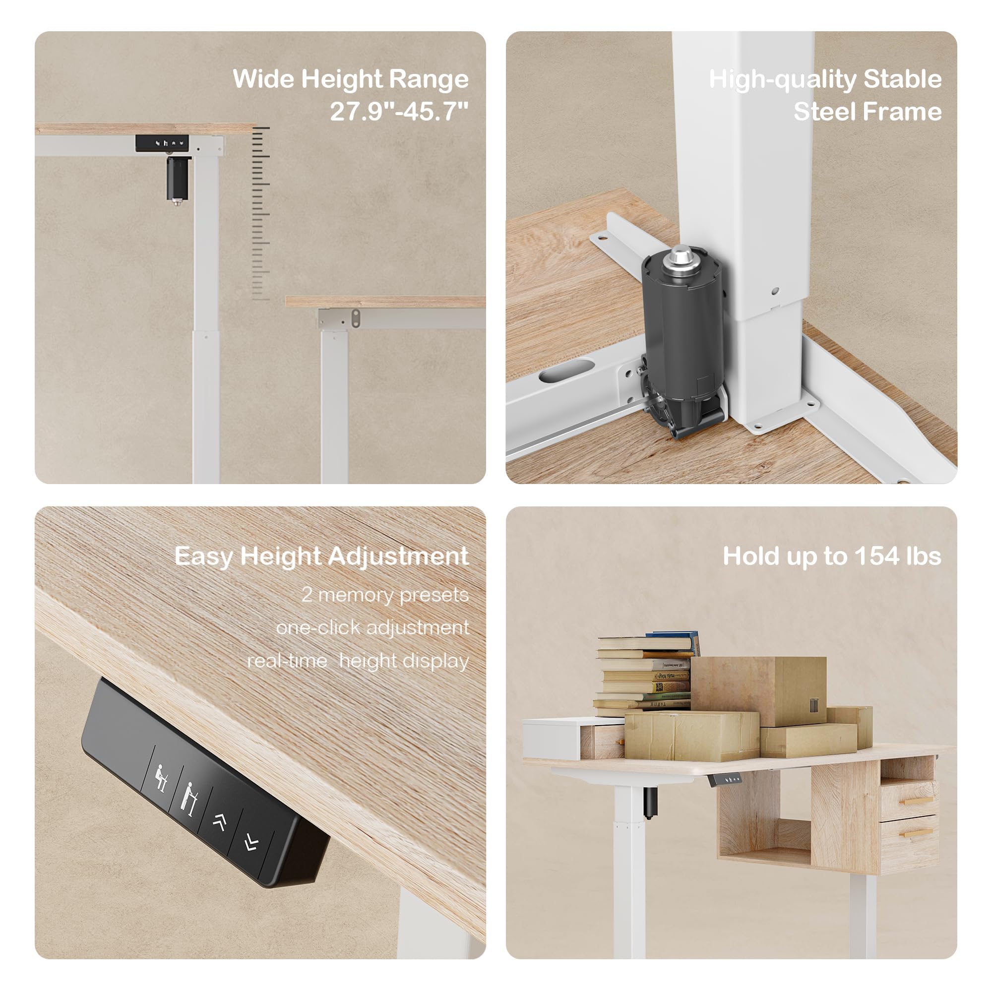 Electric Standing Desk Set with Hutch & Executive Desk