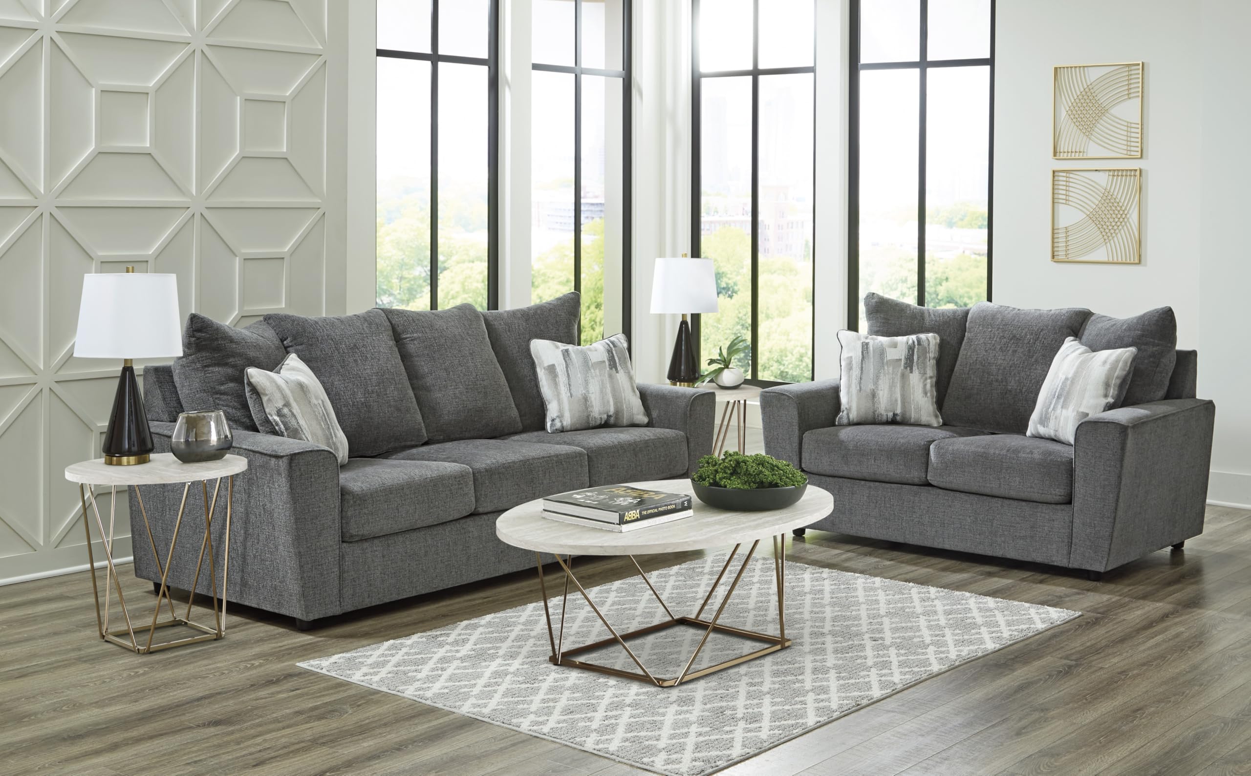 Dark Gray Flared Arm Chenille Sofa