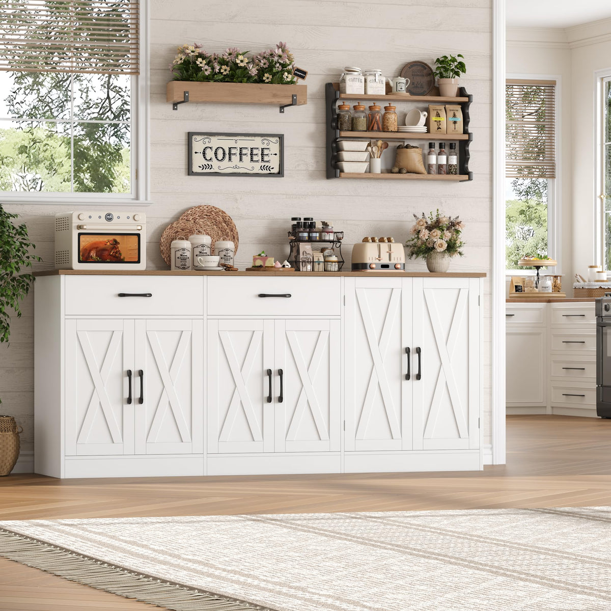 Farmhouse Buffet Cabinet with Charging Station