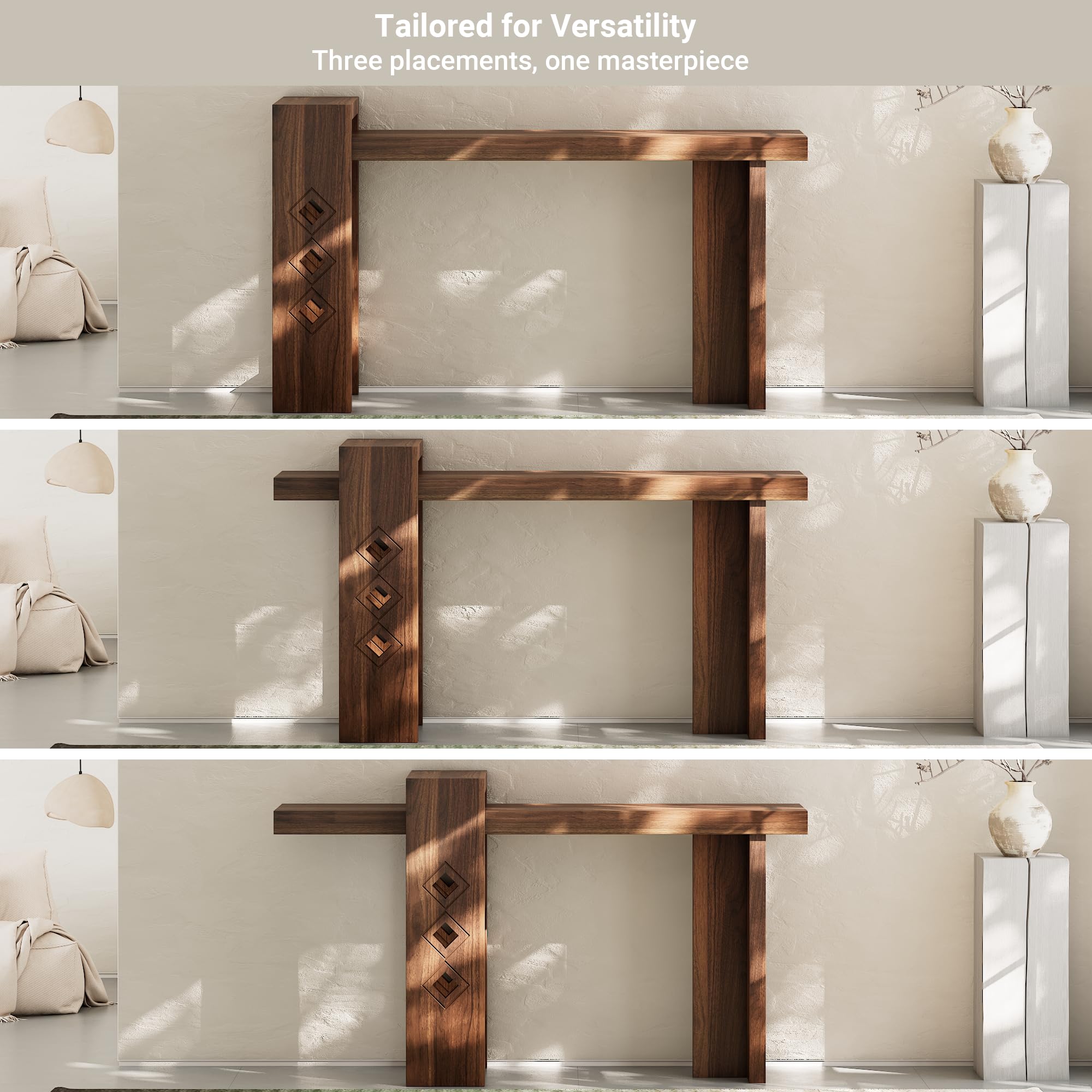 S.E.C.D Modern Console Table for Entryway, 63-Inch Floating Visual Entrance Sofa Table, Wood Hall Table for Living Room, Foyer, Hallway, Walnut