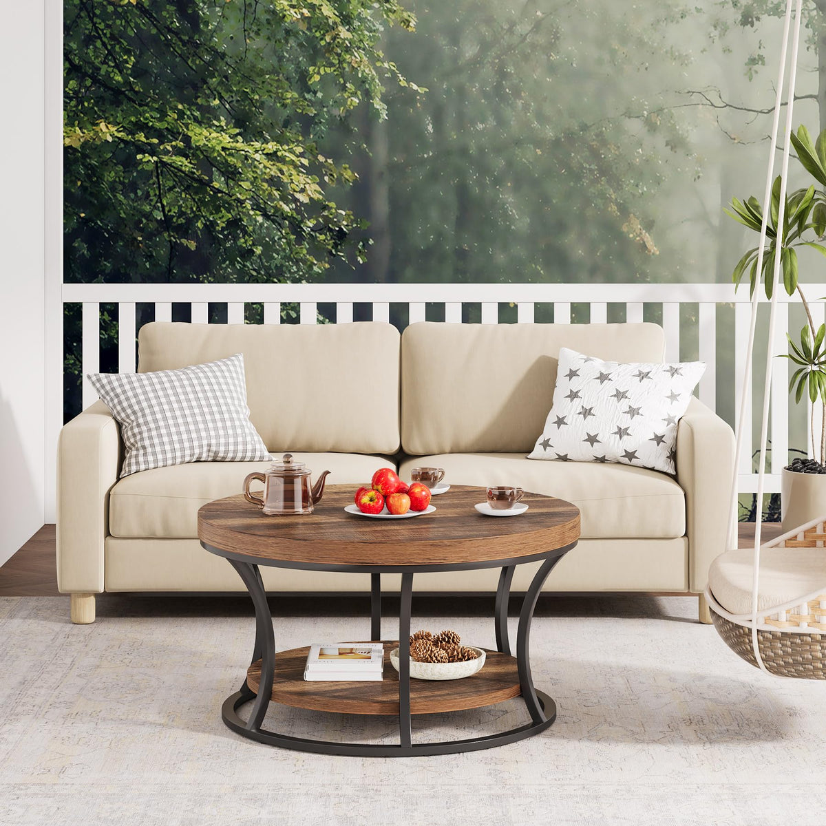 Round Coffee Table with Storage